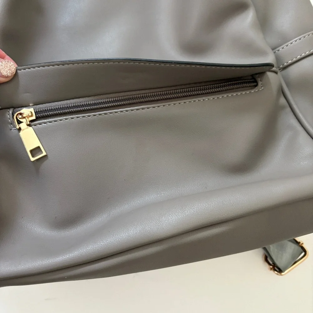 Cluci Gray Backpack Purse Convertible Shoulder‎ Bag Handbag Faux Leather